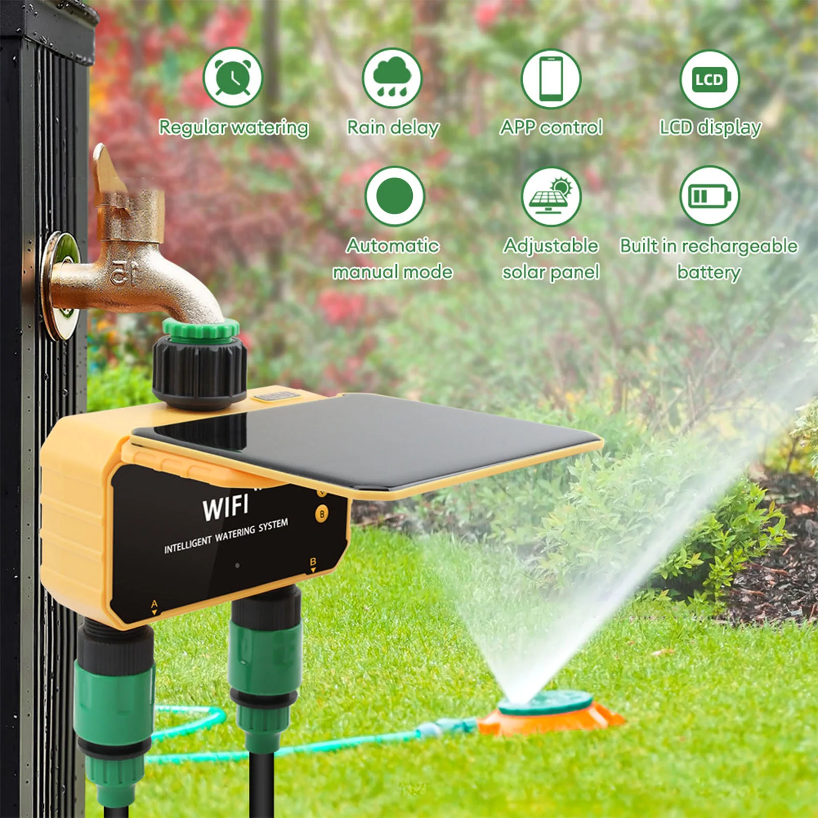 Smart Garden Irrigation - Güneş enerjili WiFi akıllı sulama zamanlayıcısı